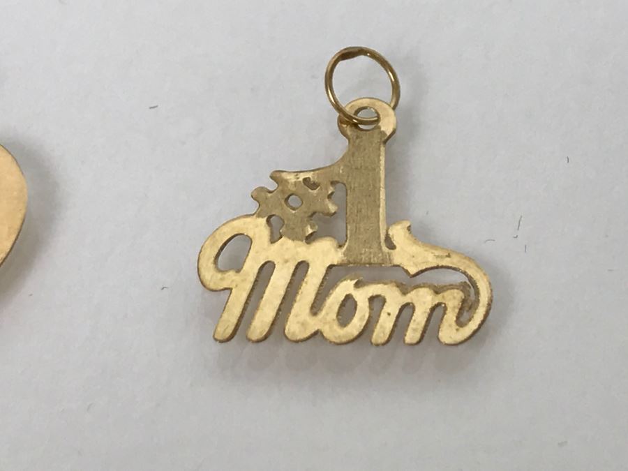 Pair Of 14K Yellow Gold Mom Pendants 0.5g