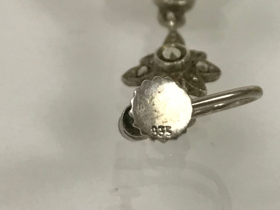 Vintage 835-935 Silver Marcasite Peacock Brooch And Matching Screw Clip Earrings 34.6g [Photo 27]