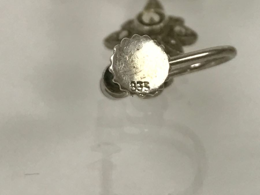 Vintage 835-935 Silver Marcasite Peacock Brooch And Matching Screw Clip Earrings 34.6g [Photo 26]