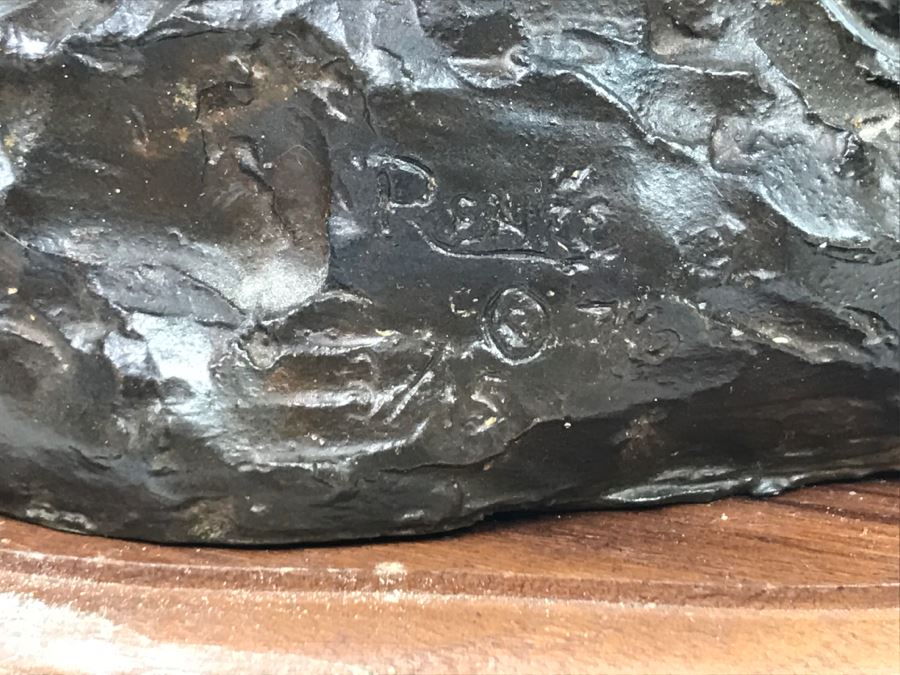 Vintage 1976 Renee Thompson Bronze Sculpture Depicting Native American Boy Hiding A Peace Pipe Behind His Back 3 Of 15 [Photo 11]