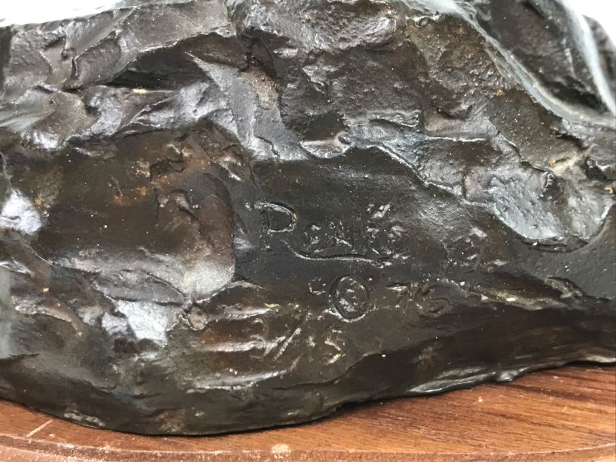 Vintage 1976 Renee Thompson Bronze Sculpture Depicting Native American Boy Hiding A Peace Pipe Behind His Back 3 Of 15 [Photo 10]