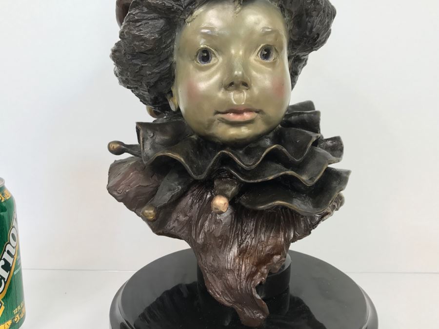 Vintage 1992 Renee Thompson Bronze Sculpture Titled 'L'Enfant Pierrot' Depicting Clown 1 Of 24 [Photo 7]