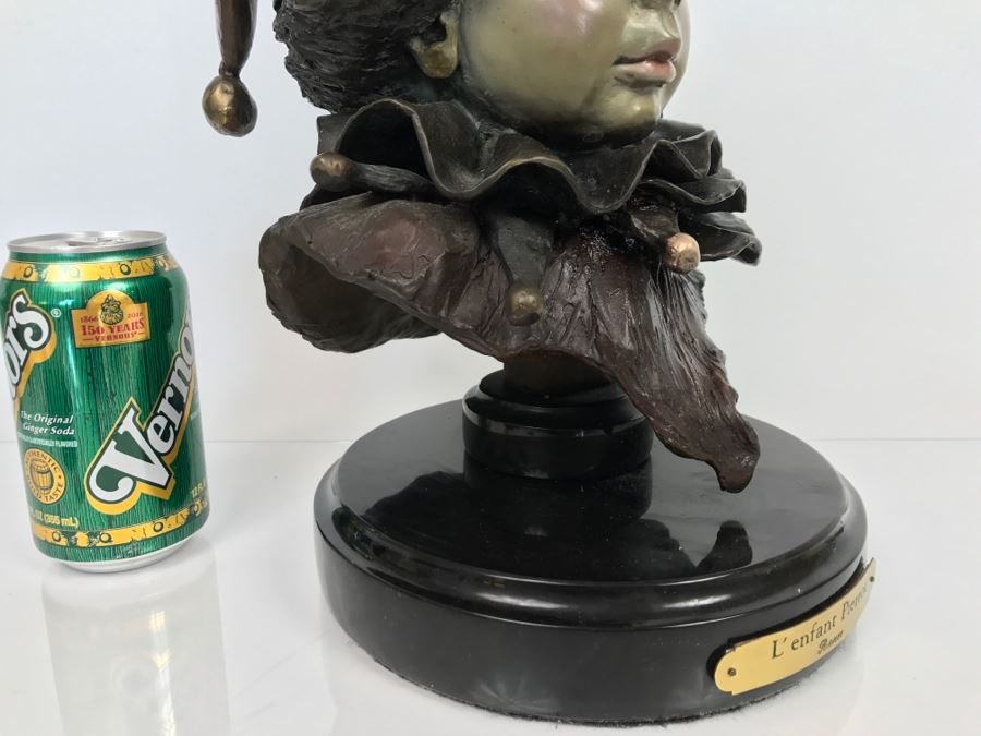 Vintage 1992 Renee Thompson Bronze Sculpture Titled 'L'Enfant Pierrot' Depicting Clown 1 Of 24 [Photo 17]