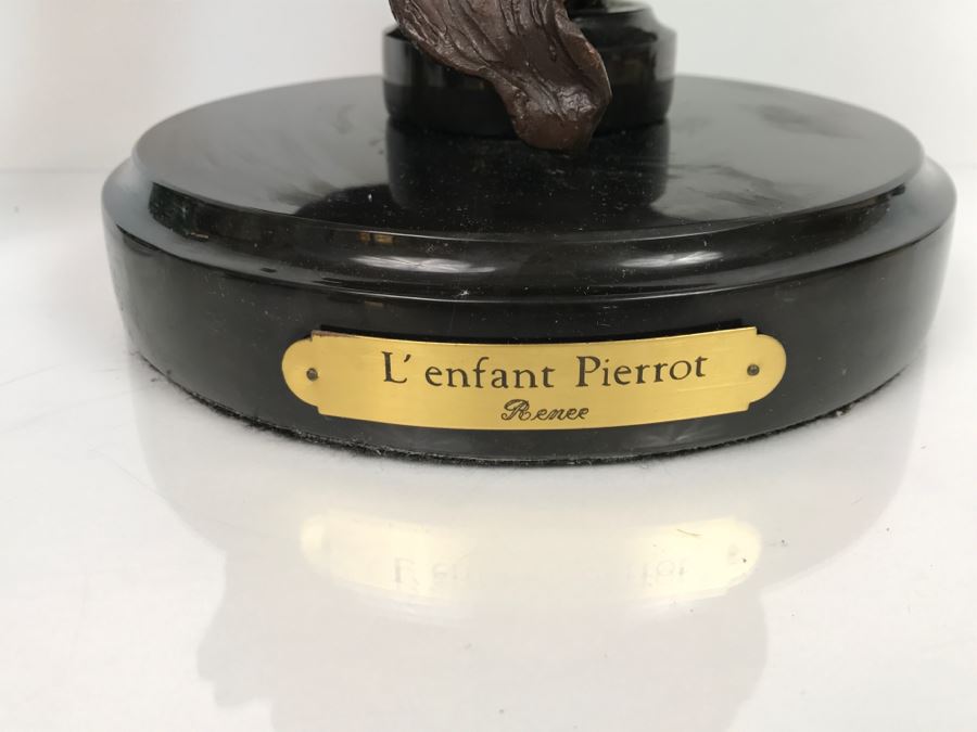 Vintage 1992 Renee Thompson Bronze Sculpture Titled 'L'Enfant Pierrot' Depicting Clown 1 Of 24 [Photo 6]