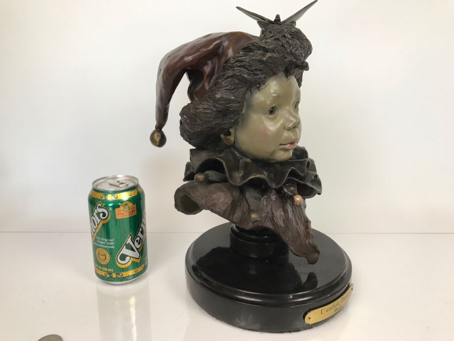 Vintage 1992 Renee Thompson Bronze Sculpture Titled 'L'Enfant Pierrot' Depicting Clown 1 Of 24 [Photo 15]