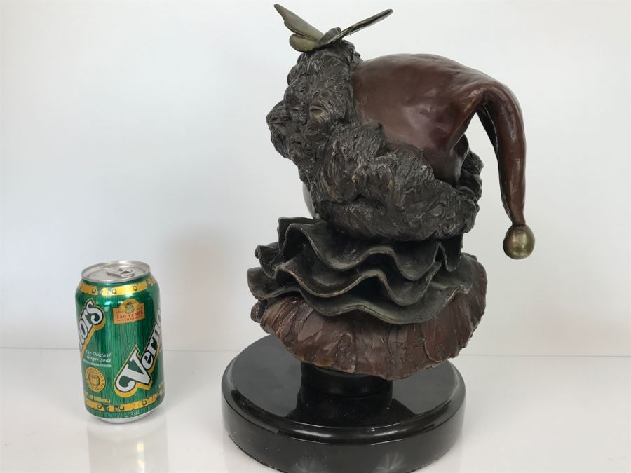 Vintage 1992 Renee Thompson Bronze Sculpture Titled 'L'Enfant Pierrot' Depicting Clown 1 Of 24 [Photo 10]