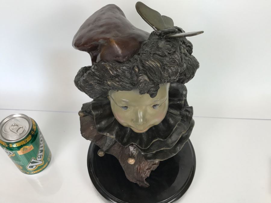 Vintage 1992 Renee Thompson Bronze Sculpture Titled 'L'Enfant Pierrot' Depicting Clown 1 Of 24 [Photo 8]