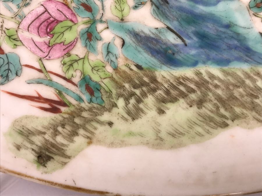 Antique Signed Chinese Porcelain Dish With Stand [Photo 10]