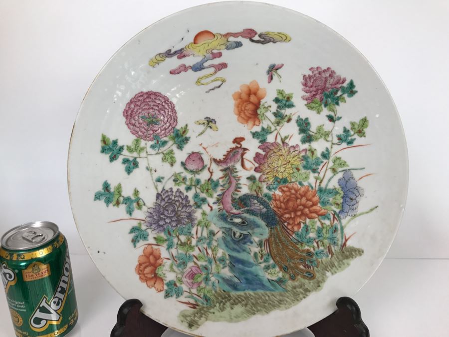 Antique Signed Chinese Porcelain Dish With Stand [Photo 4]