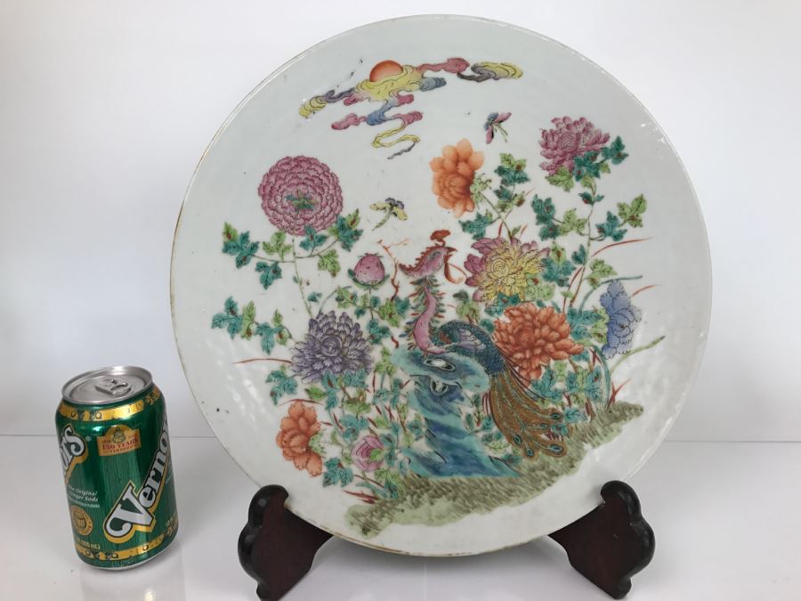 Antique Signed Chinese Porcelain Dish With Stand [Photo 2]