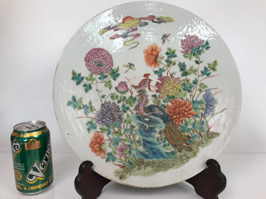 Antique Signed Chinese Porcelain Dish With Stand [Photo 1]