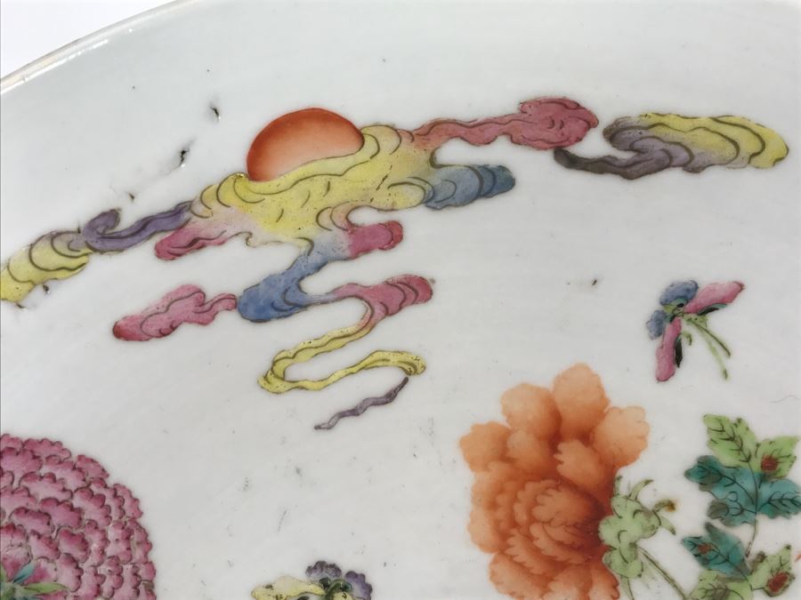 Antique Signed Chinese Porcelain Dish With Stand [Photo 9]