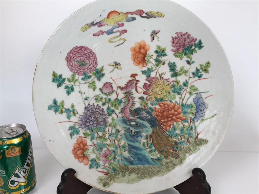 Antique Signed Chinese Porcelain Dish With Stand [Photo 20]