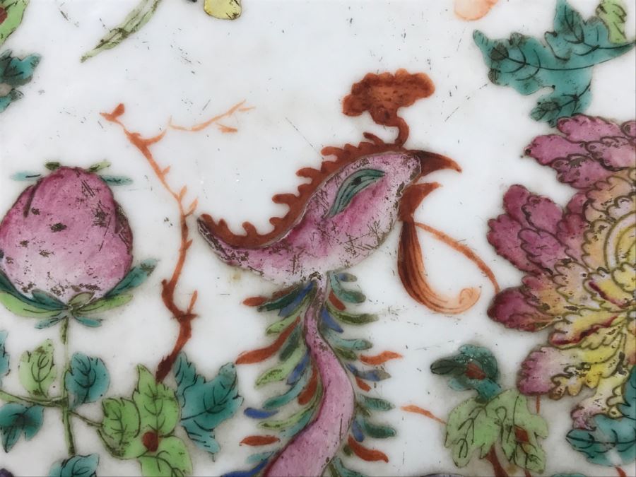 Antique Signed Chinese Porcelain Dish With Stand [Photo 7]