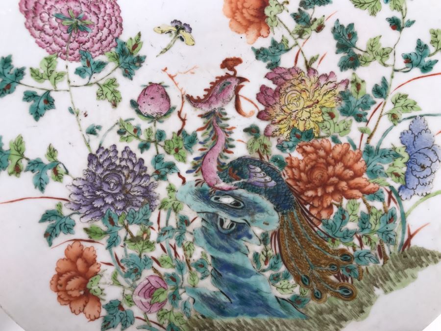 Antique Signed Chinese Porcelain Dish With Stand [Photo 5]