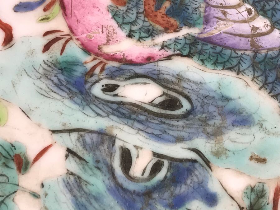 Antique Signed Chinese Porcelain Dish With Stand [Photo 18]