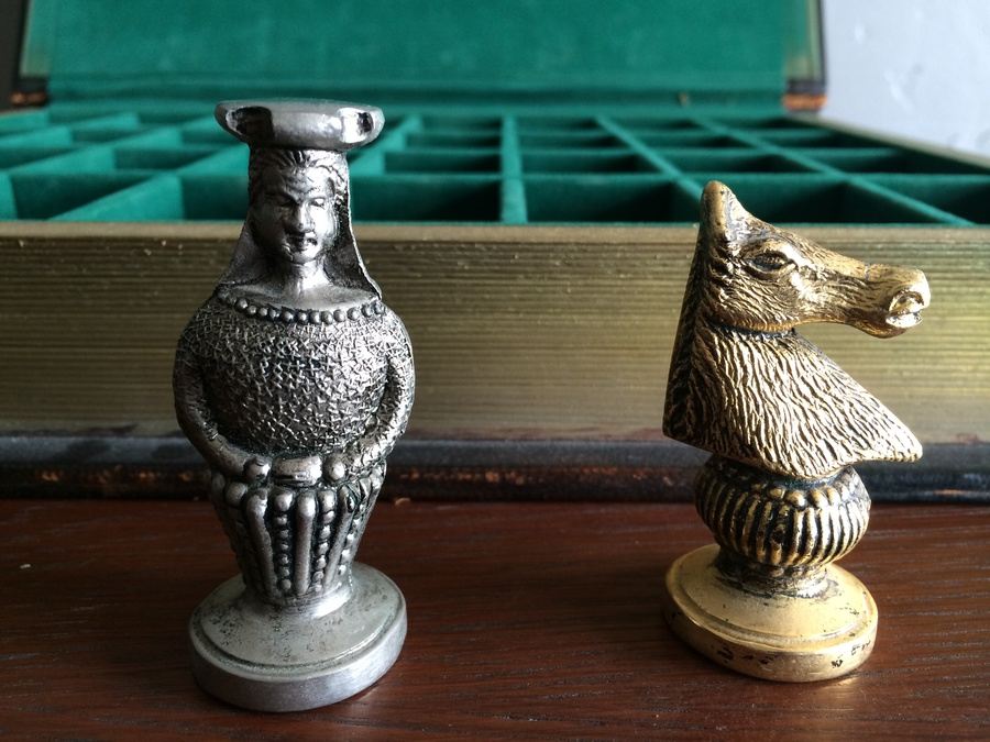 Metal Chess Set in Leather Bound Book Style Storage Case [Photo 3]