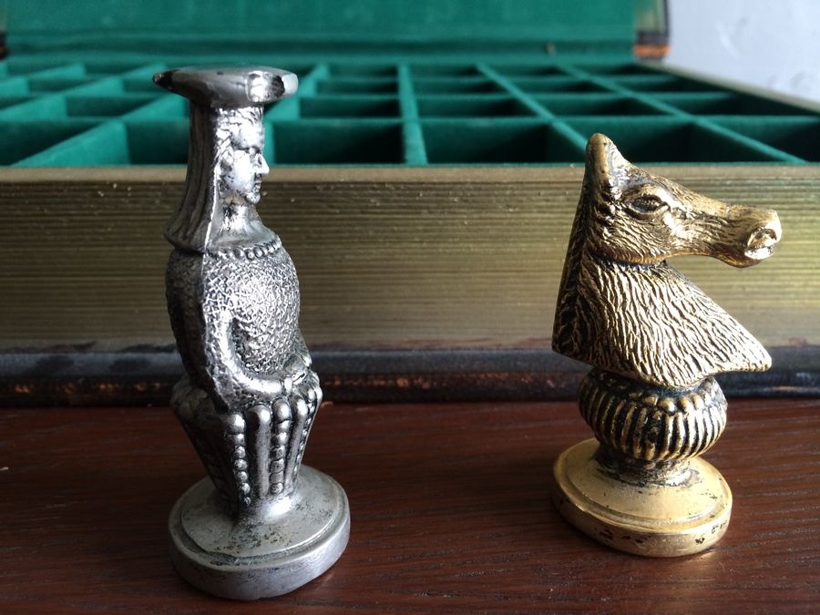 Metal Chess Set in Leather Bound Book Style Storage Case [Photo 12]
