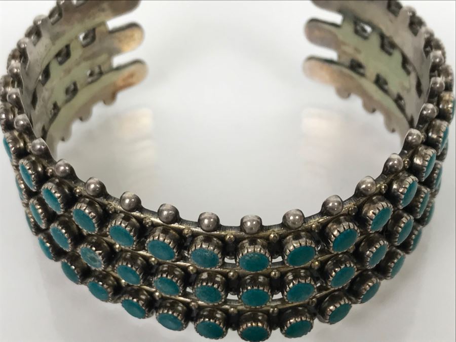 Sterling Silver Turquoise Bangle Bracelet 48.6g [Photo 8]