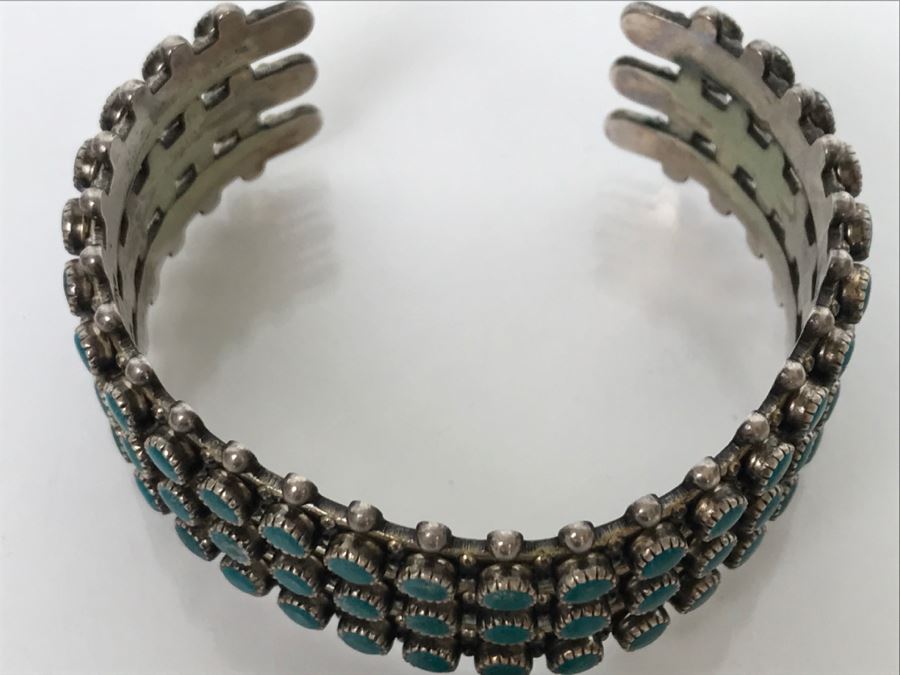 Sterling Silver Turquoise Bangle Bracelet 48.6g [Photo 7]