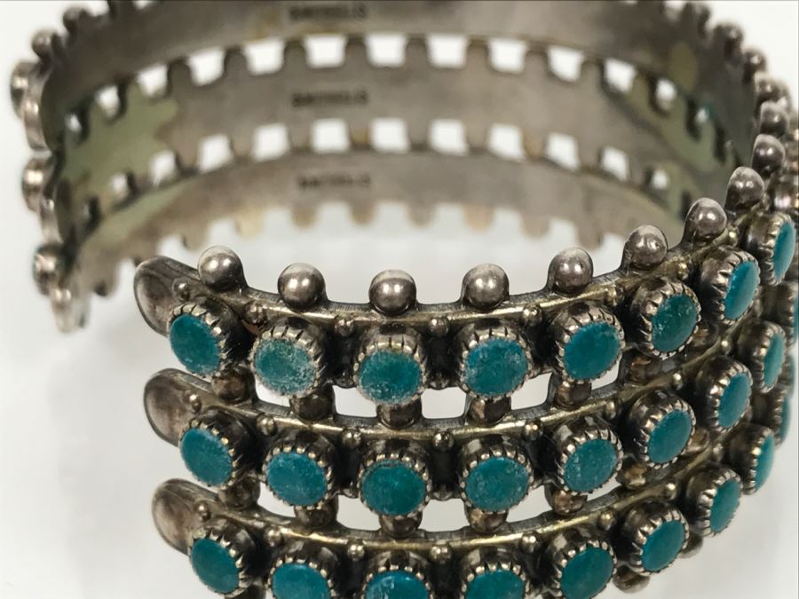 Sterling Silver Turquoise Bangle Bracelet 48.6g [Photo 13]