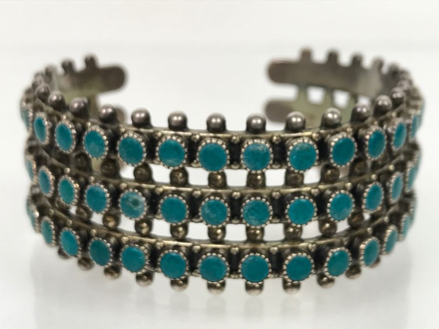 Sterling Silver Turquoise Bangle Bracelet 48.6g [Photo 2]