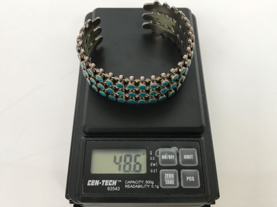 Sterling Silver Turquoise Bangle Bracelet 48.6g [Photo 14]