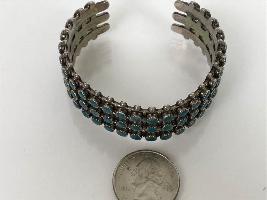 Sterling Silver Turquoise Bangle Bracelet 48.6g [Photo 6]