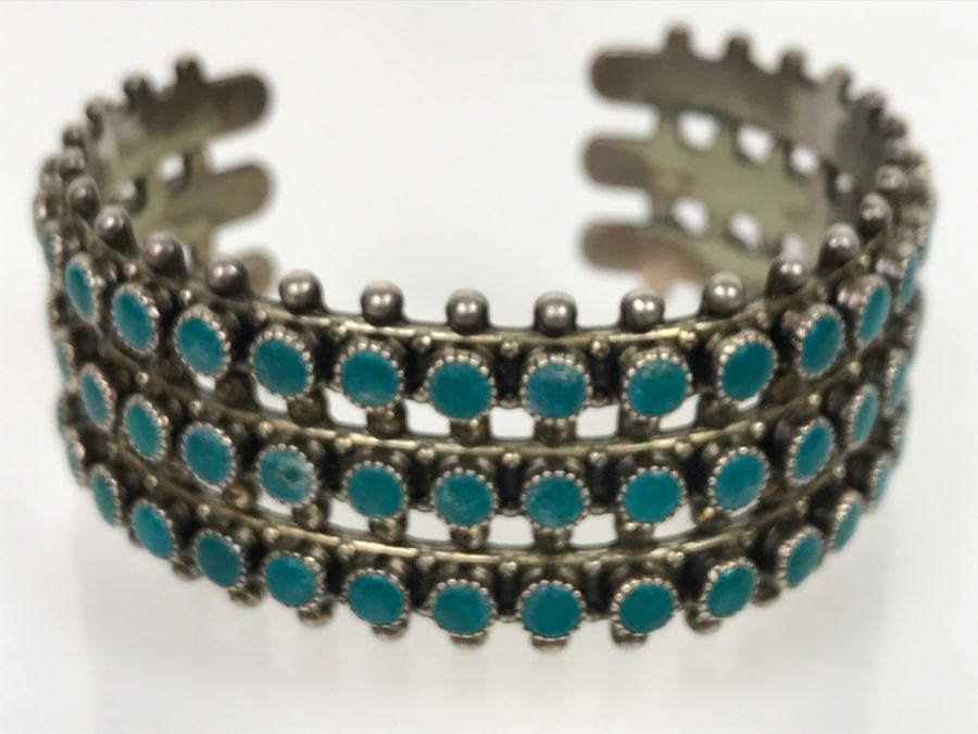 Sterling Silver Turquoise Bangle Bracelet 48.6g [Photo 4]