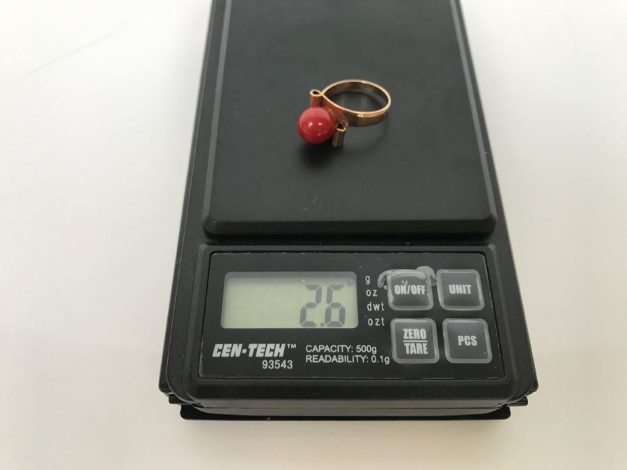 10K Yellow Gold Orange Cornelian Ring 2.6g Size 5 [Photo 12]