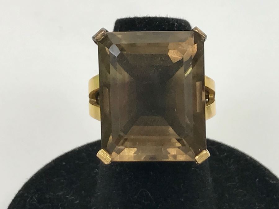 14K Yellow Gold Smokey Quartz Ring 12.4g Size 6 FMV $450 [Photo 3]