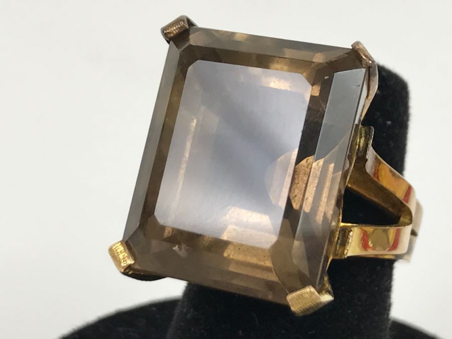 14K Yellow Gold Smokey Quartz Ring 12.4g Size 6 FMV $450 [Photo 13]