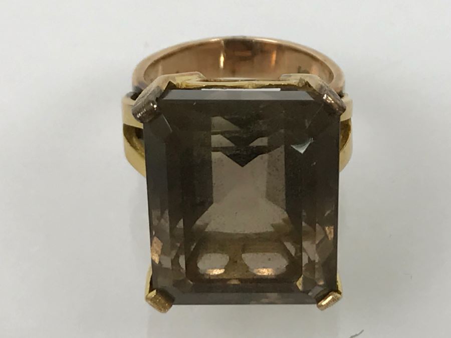 14K Yellow Gold Smokey Quartz Ring 12.4g Size 6 FMV $450 [Photo 16]