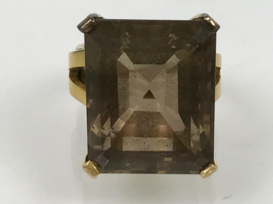 14K Yellow Gold Smokey Quartz Ring 12.4g Size 6 FMV $450 [Photo 15]