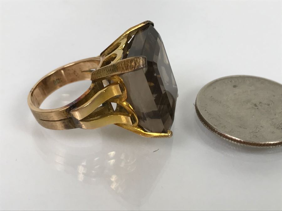 14K Yellow Gold Smokey Quartz Ring 12.4g Size 6 FMV $450 [Photo 18]