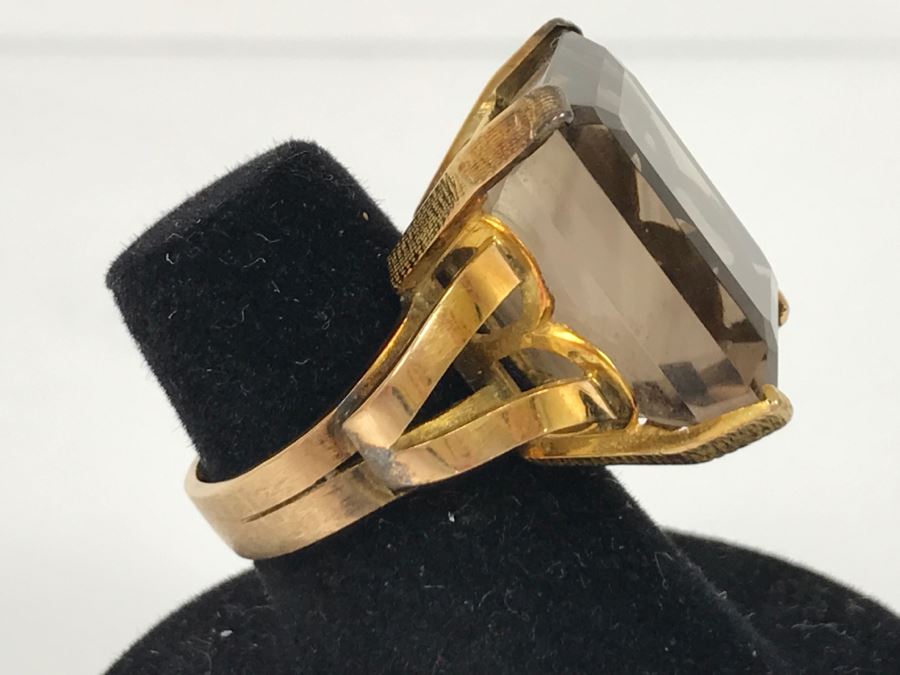 14K Yellow Gold Smokey Quartz Ring 12.4g Size 6 FMV $450 [Photo 6]