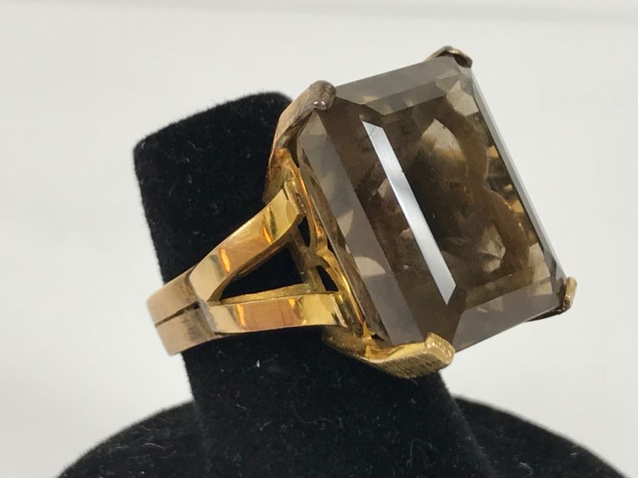 14K Yellow Gold Smokey Quartz Ring 12.4g Size 6 FMV $450 [Photo 5]