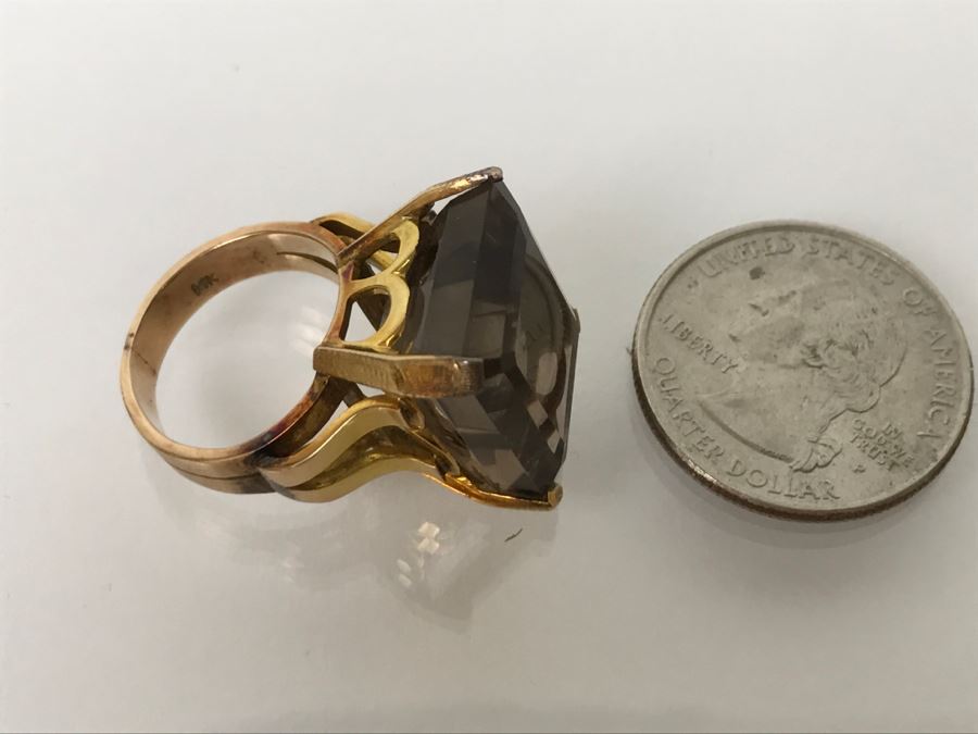 14K Yellow Gold Smokey Quartz Ring 12.4g Size 6 FMV $450 [Photo 19]