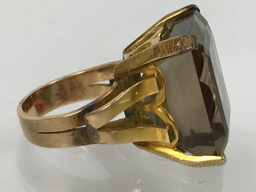 14K Yellow Gold Smokey Quartz Ring 12.4g Size 6 FMV $450 [Photo 17]