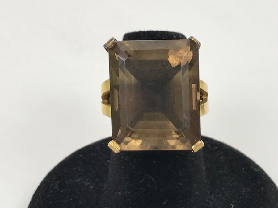 14K Yellow Gold Smokey Quartz Ring 12.4g Size 6 FMV $450 [Photo 4]