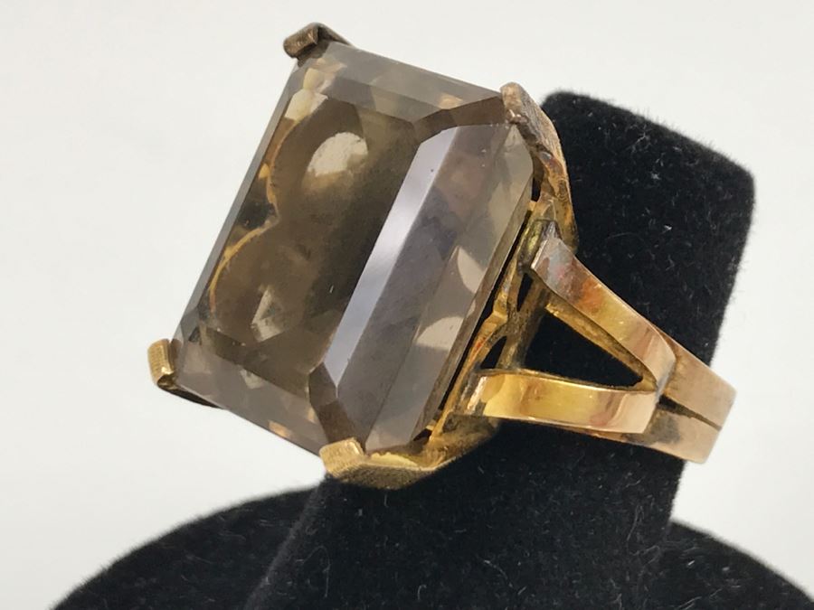 14K Yellow Gold Smokey Quartz Ring 12.4g Size 6 FMV $450 [Photo 11]