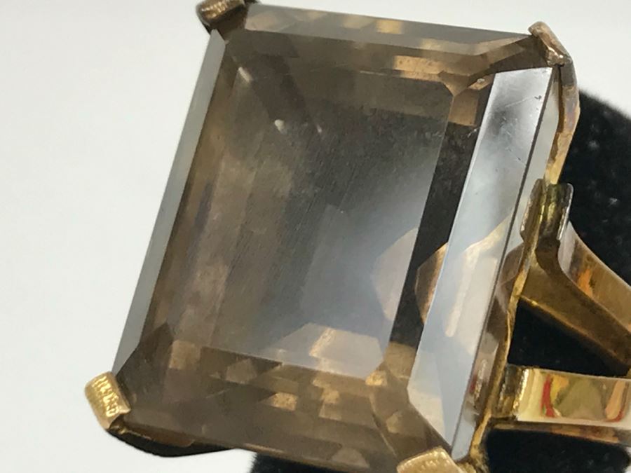 14K Yellow Gold Smokey Quartz Ring 12.4g Size 6 FMV $450 [Photo 14]