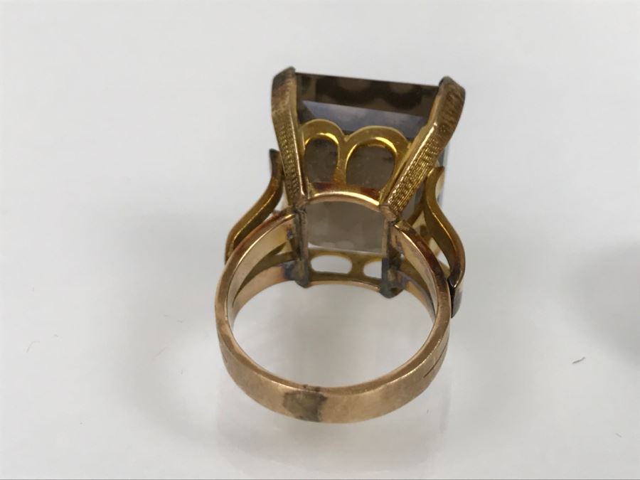 14K Yellow Gold Smokey Quartz Ring 12.4g Size 6 FMV $450 [Photo 20]