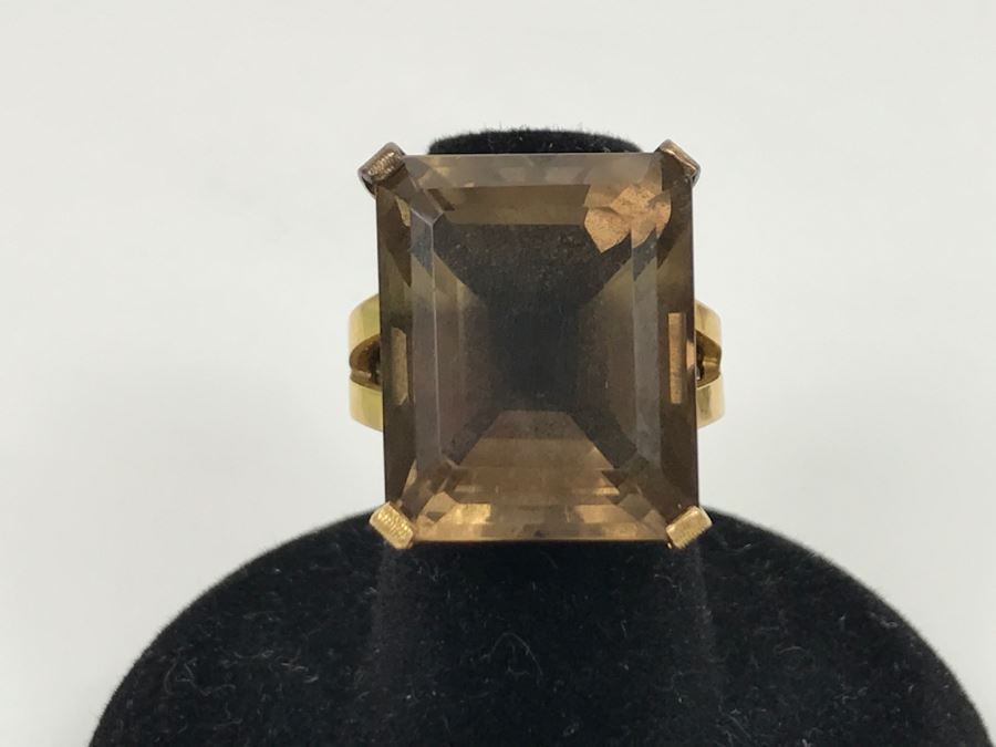 14K Yellow Gold Smokey Quartz Ring 12.4g Size 6 FMV $450 [Photo 2]