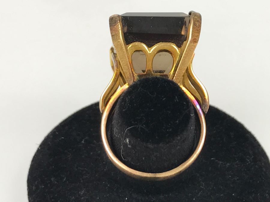 14K Yellow Gold Smokey Quartz Ring 12.4g Size 6 FMV $450 [Photo 8]