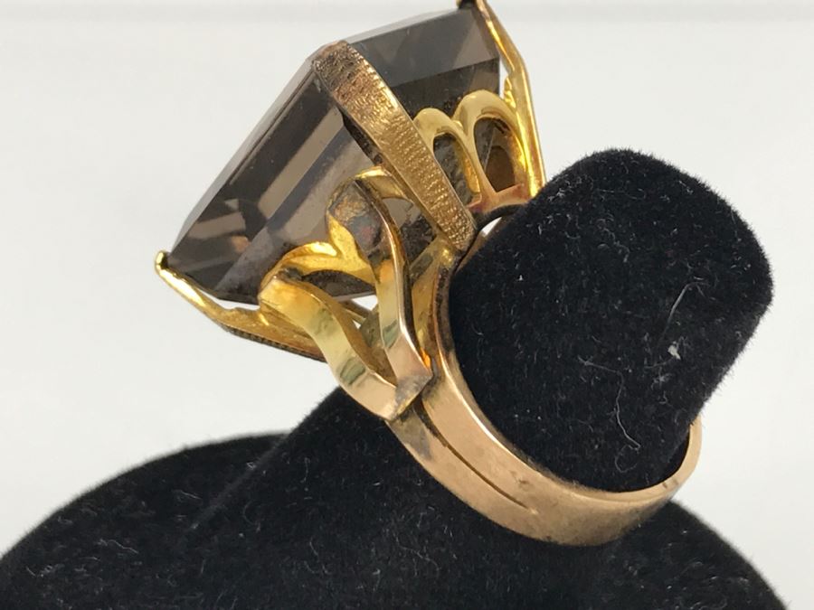14K Yellow Gold Smokey Quartz Ring 12.4g Size 6 FMV $450 [Photo 9]