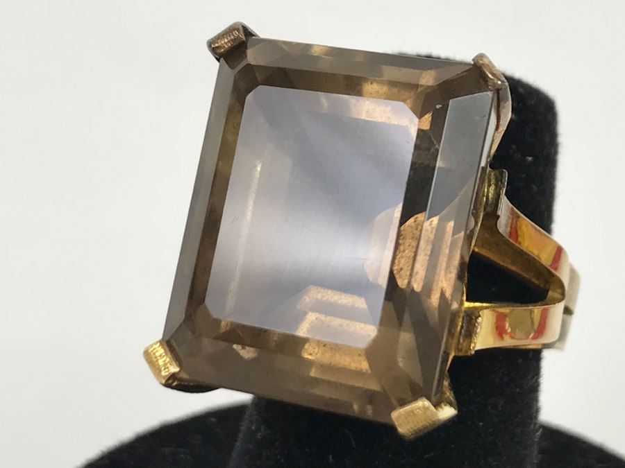 14K Yellow Gold Smokey Quartz Ring 12.4g Size 6 FMV $450 [Photo 12]