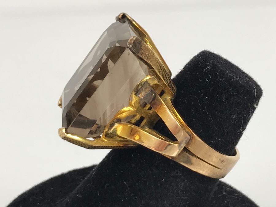 14K Yellow Gold Smokey Quartz Ring 12.4g Size 6 FMV $450 [Photo 10]