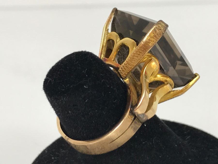 14K Yellow Gold Smokey Quartz Ring 12.4g Size 6 FMV $450 [Photo 7]
