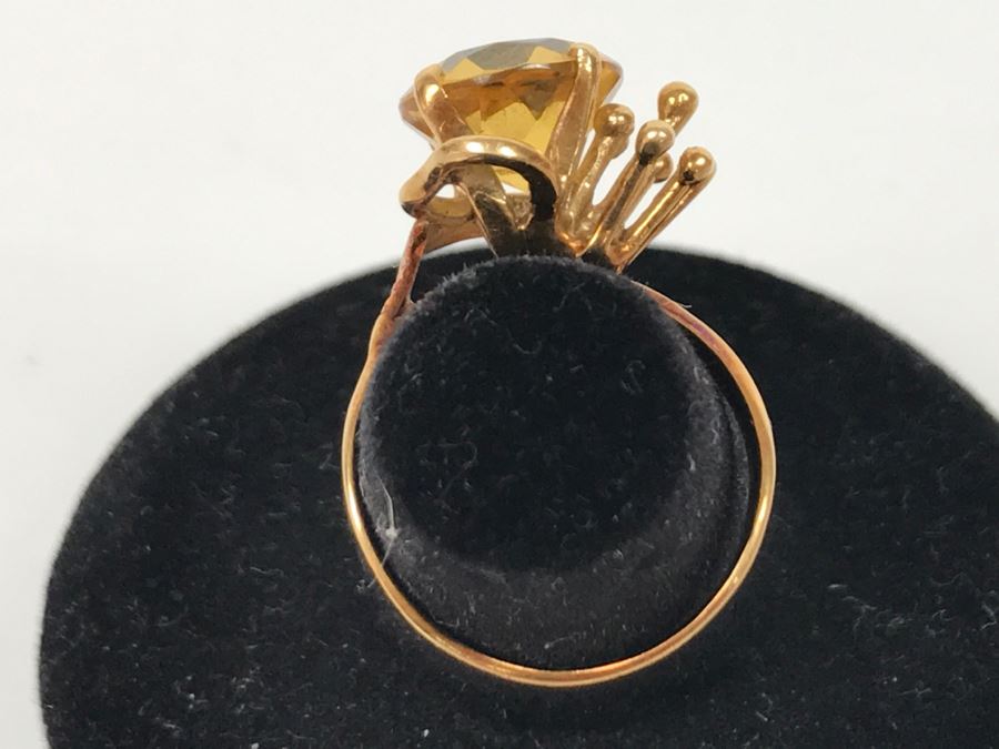 14K Yellow Gold Citrine Ring 5.3g Size 5 3/4 [Photo 9]